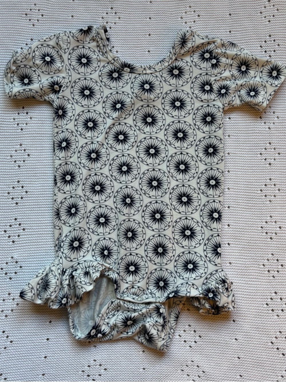 kate quinn Black and White Floral Circle Ruffle Baby Dress
